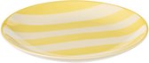 J-Line bord Dessert Gestreept - keramiek - geel/wit - 6 stuks