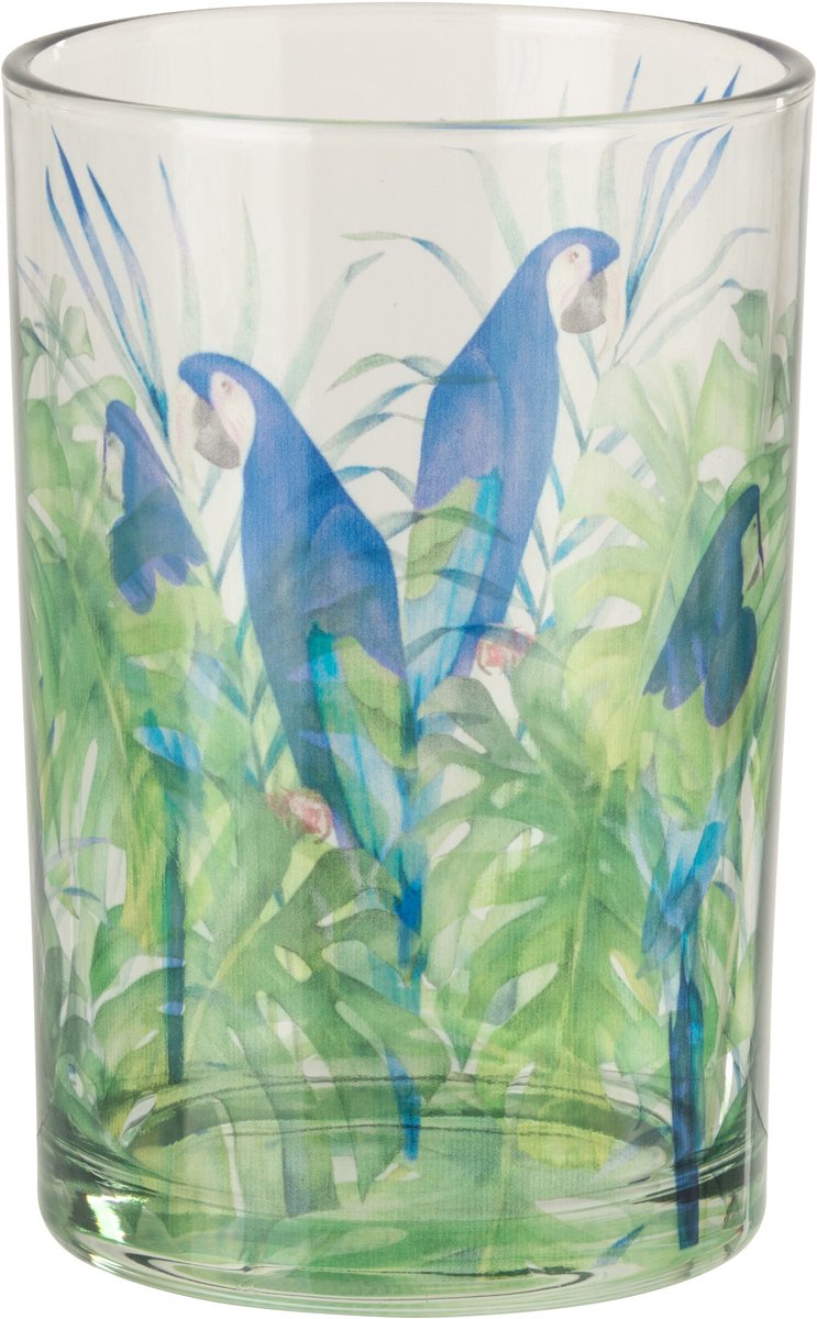 J-Line theelichthouder Papegaai - glas - groen/blauw - large