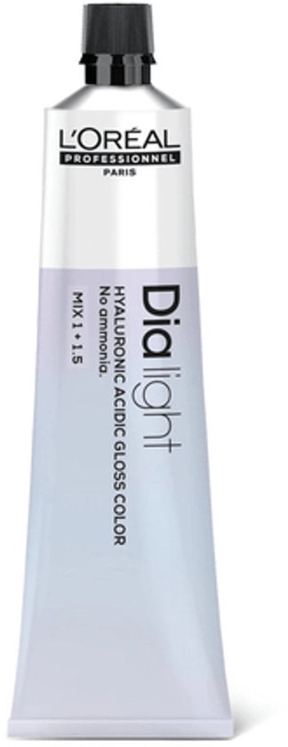 Tube de coloration L'Oréal Professionnel Dia Light. Acide hyaluronique. Sans ammoniaque. Mix 1:1,5.