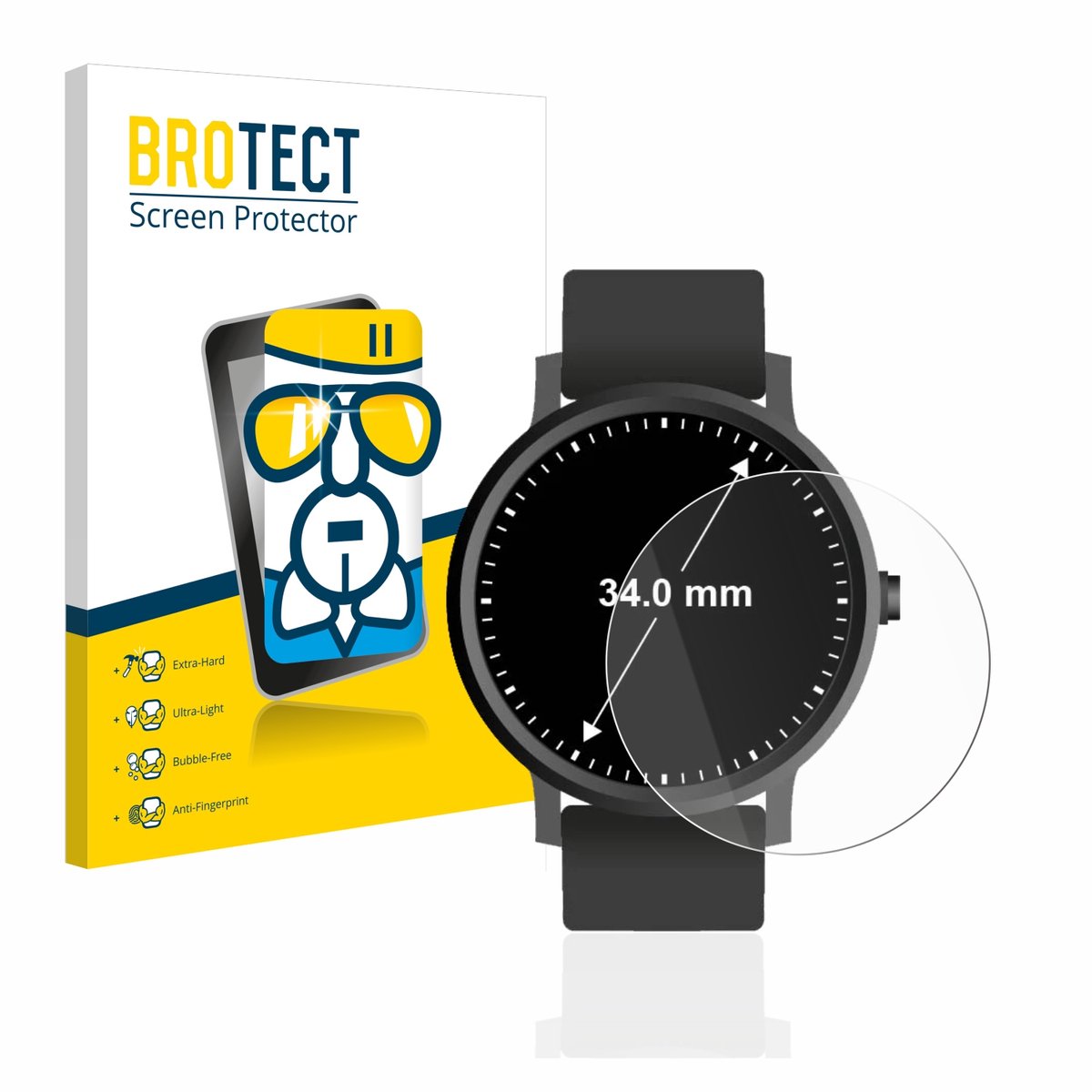 Screenprotector voor Horloges (Rond, ø: 34 mm) Beschermglas transparant