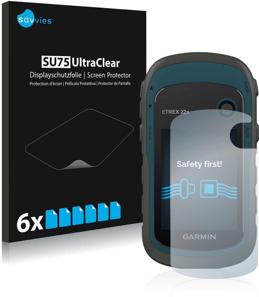 Savvies - Screenprotector voor Garmin eTrex 22x - Folie Beschermfolie transparant 6 Stuks