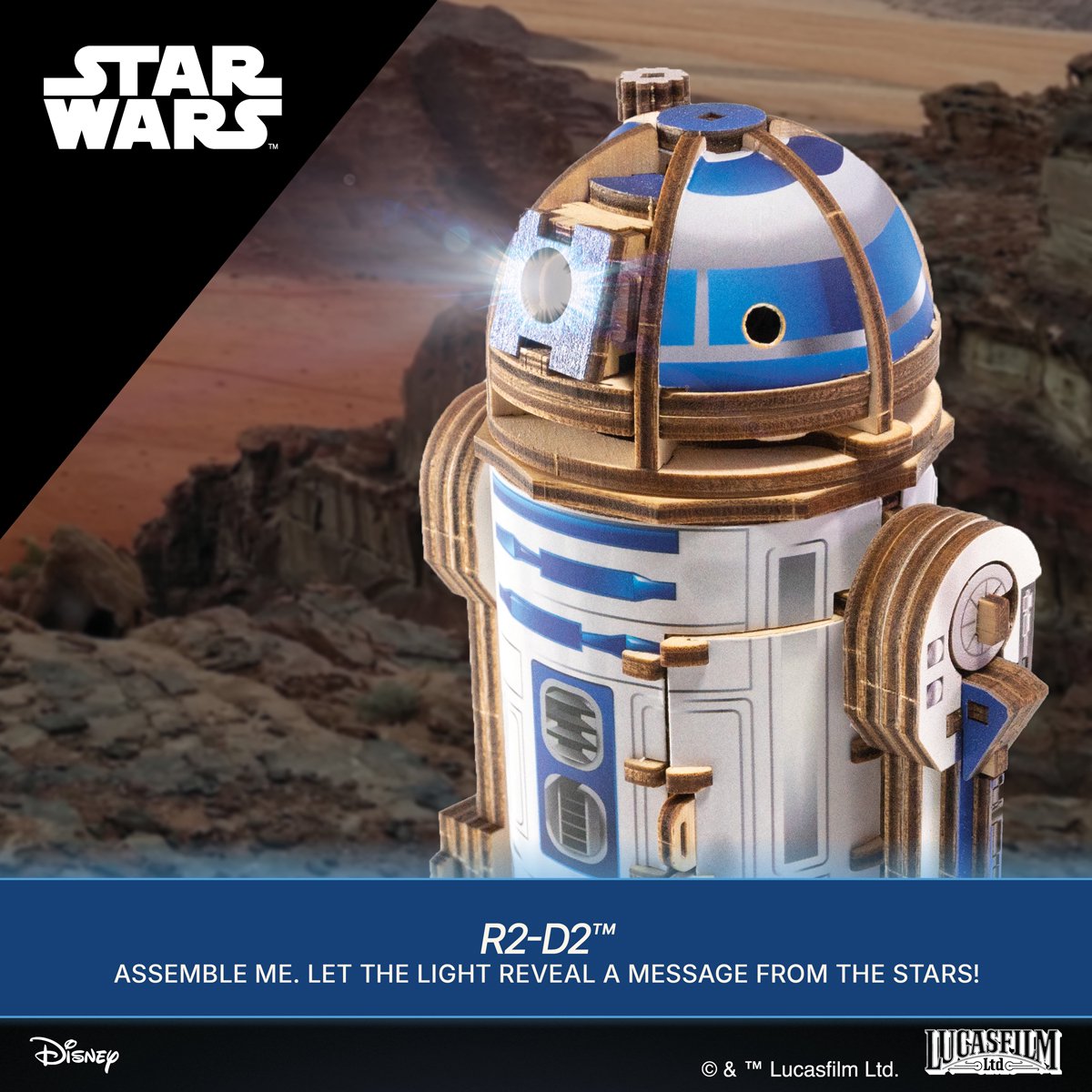 UGEARS 3D Modelbouw - R2-D2 - Star Wars - Mechanisch Bouwpakket Hout - Educatief Speelgoed — afbeelding 4