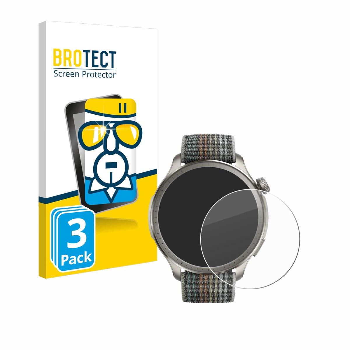 BROTECT - Glas Screenprotector voor Huami Amazfit Balance - Gehard Beschermglas 9H 3 Stuks