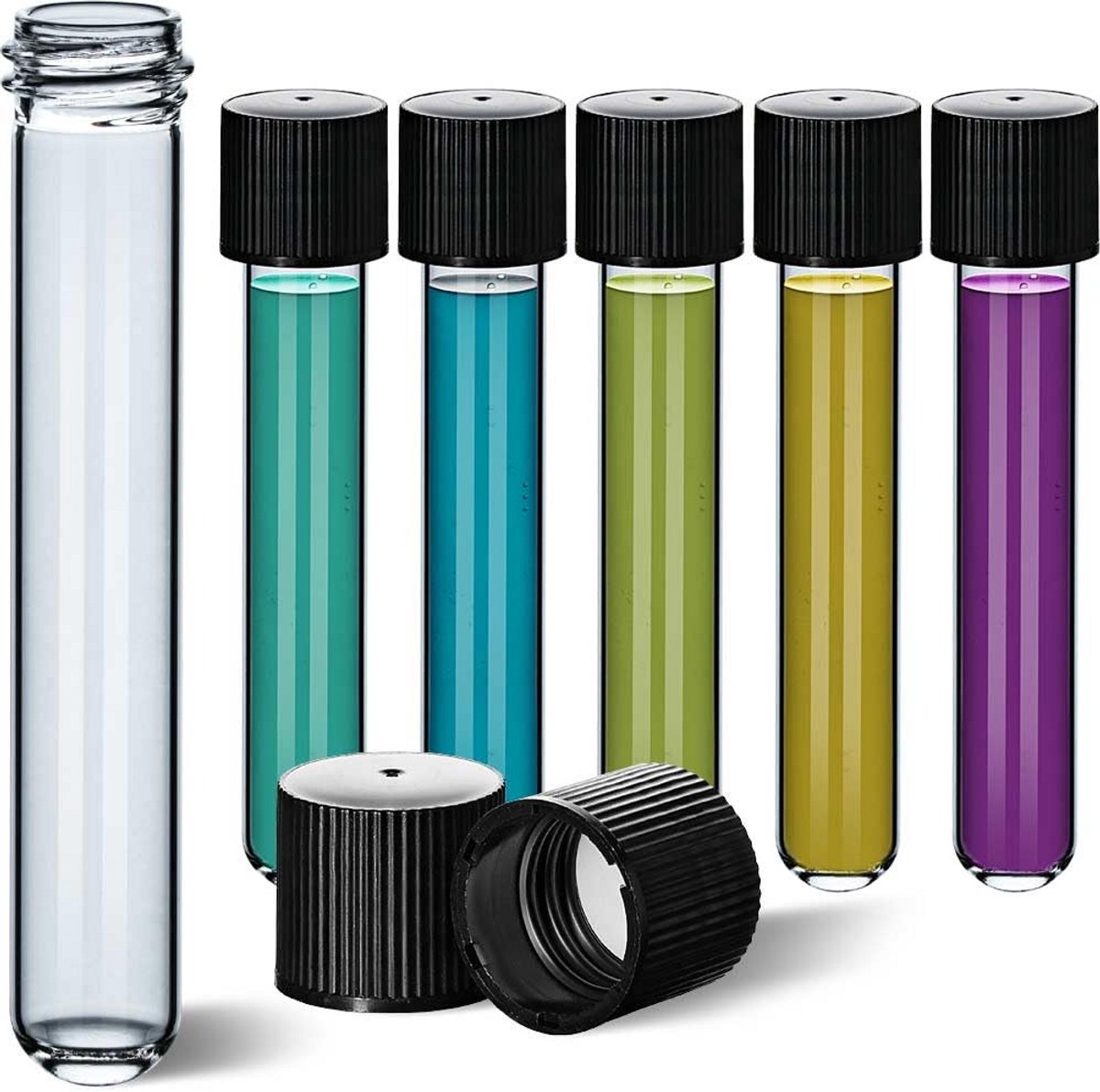 Glazen Reageerbuizen met Schroefdop - Set van 25 Stuks