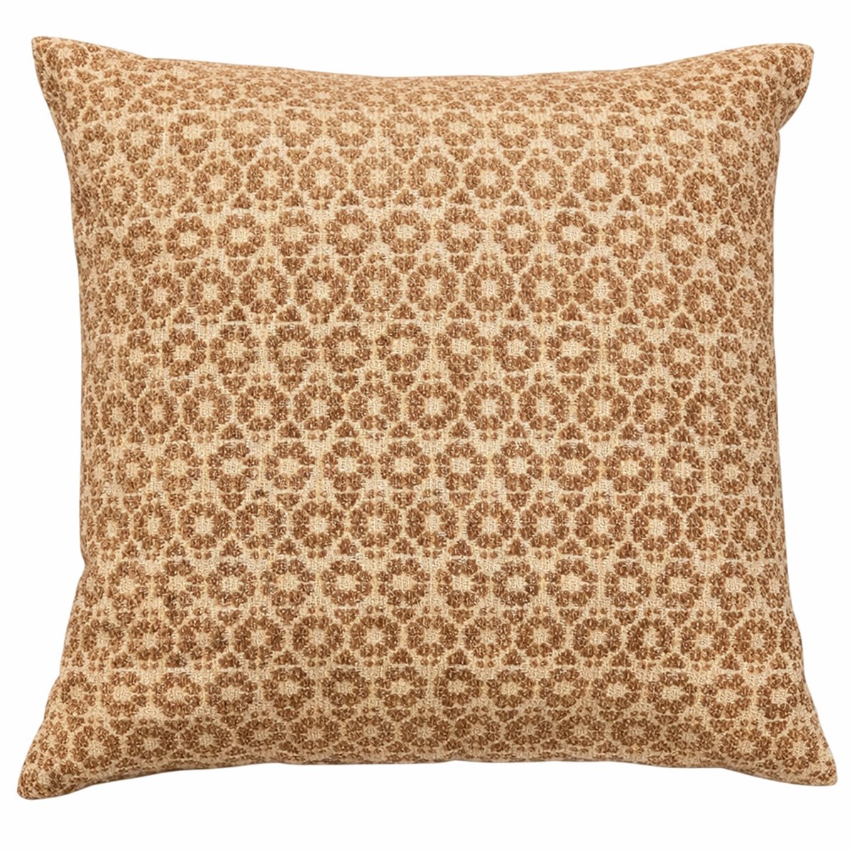 Dutch Decor SHIVA - kussenhoes 45x45 cm - bloemmotief - Cartouche - bruin - met rits - zonder binnenkussen Lichtbruin