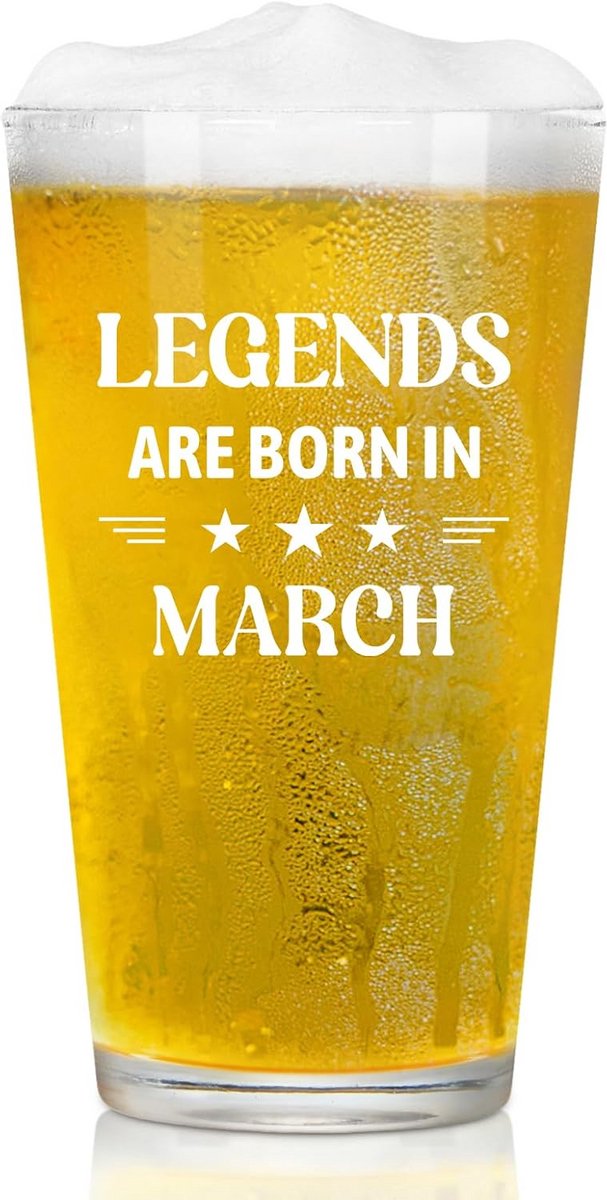 Gegraveerd Bierglas voor Heren - Legenden Geboren in Maart