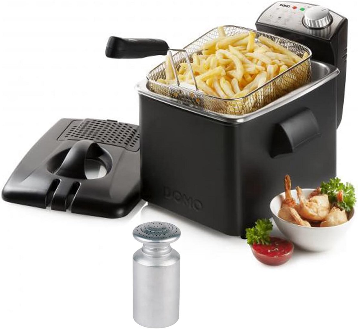 Grote RVS Frituurpan 4.5 Liter met Koude Zone en Zichtdeksel - 3200W