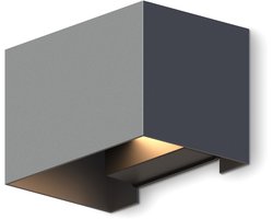 Calex LED Wandlamp Venice - Rechthoek - Up & Down - Verstelbare Stralingshoek - 7W - Warm Wit Licht - Voor Binnen en Buiten - Antraciet