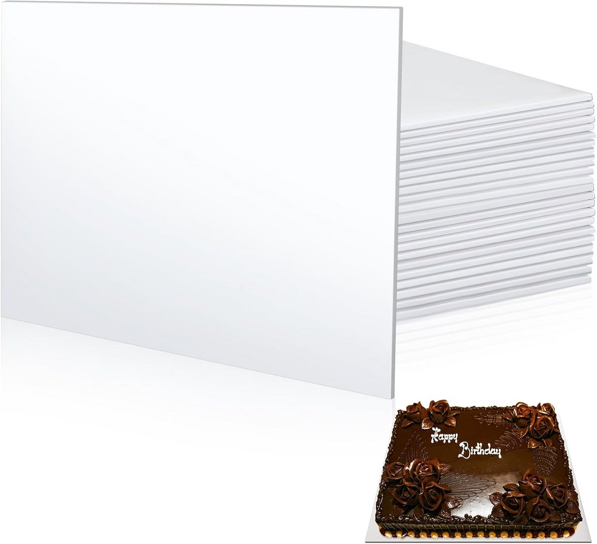 12 Stuks Rechthoekige Taartplaten Wit 1/4 Inch Dik Golfkarton voor Taarten en Desserts