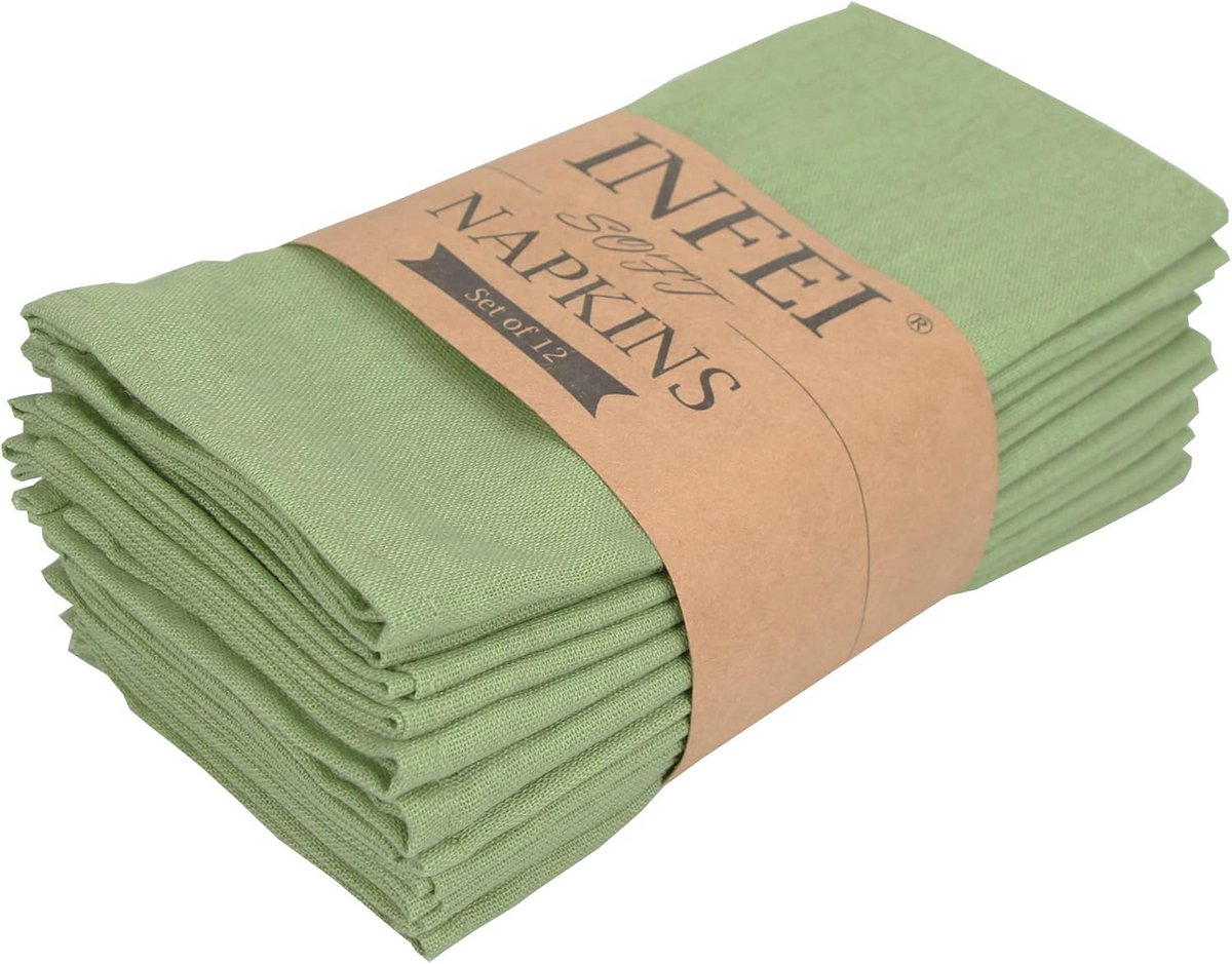 Set van 12 Linnenlook Diner Servetten (40x40 cm) – Zacht Katoen Mix voor Feest & Thuis