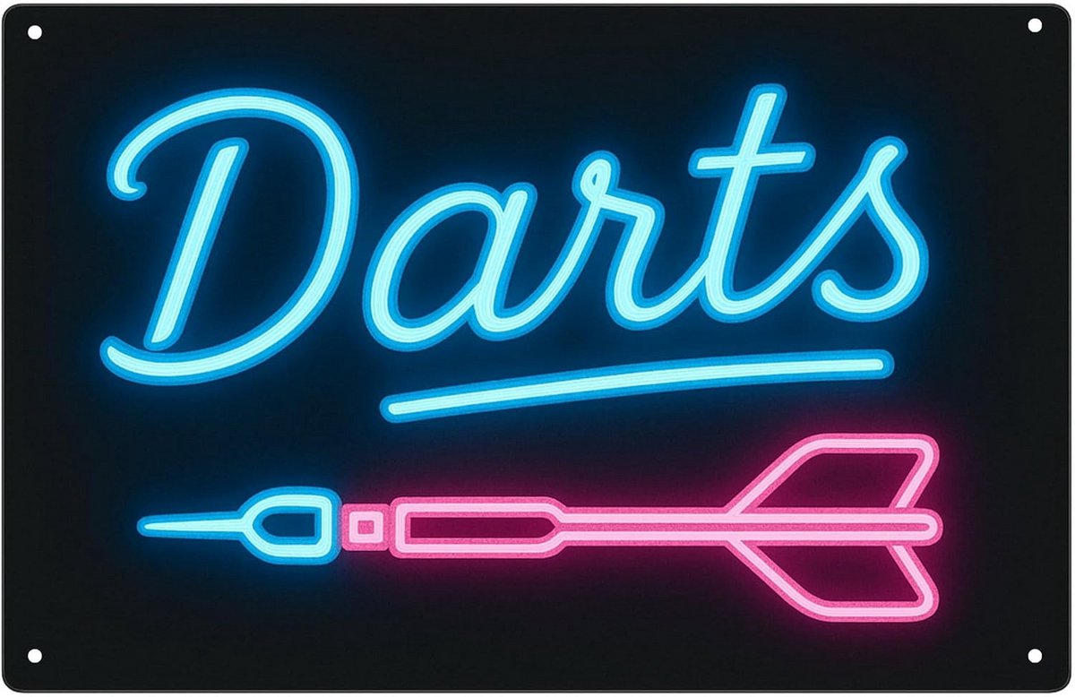 Metalen Dart Bord met Neon Uiterlijk - Weerbestendig Wanddecoratie Binnen/Buiten