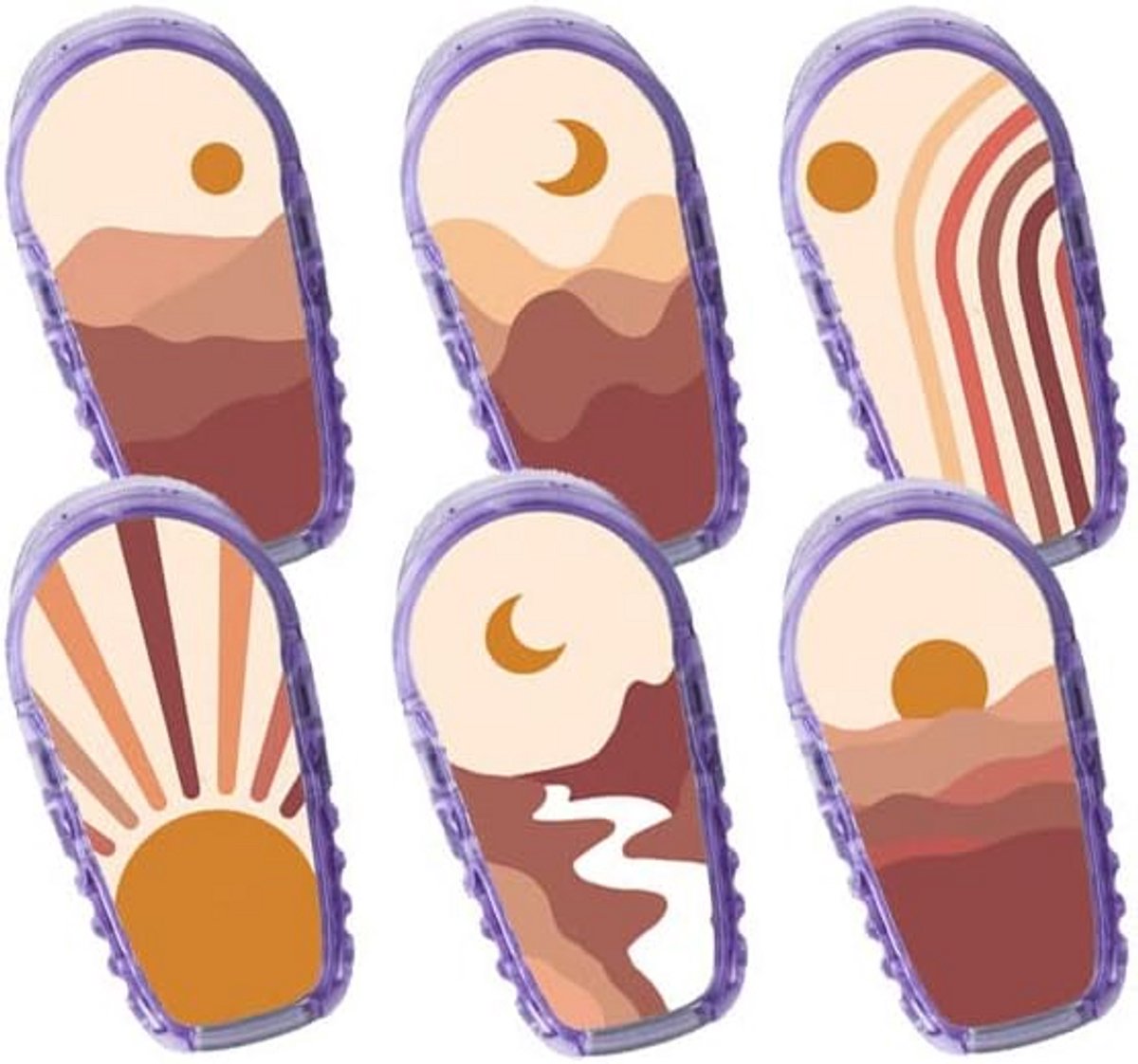 Set van 6 Zonneondergang Stickers voor Dexcom G6 Sensor - Waterbestendig en Krasvast