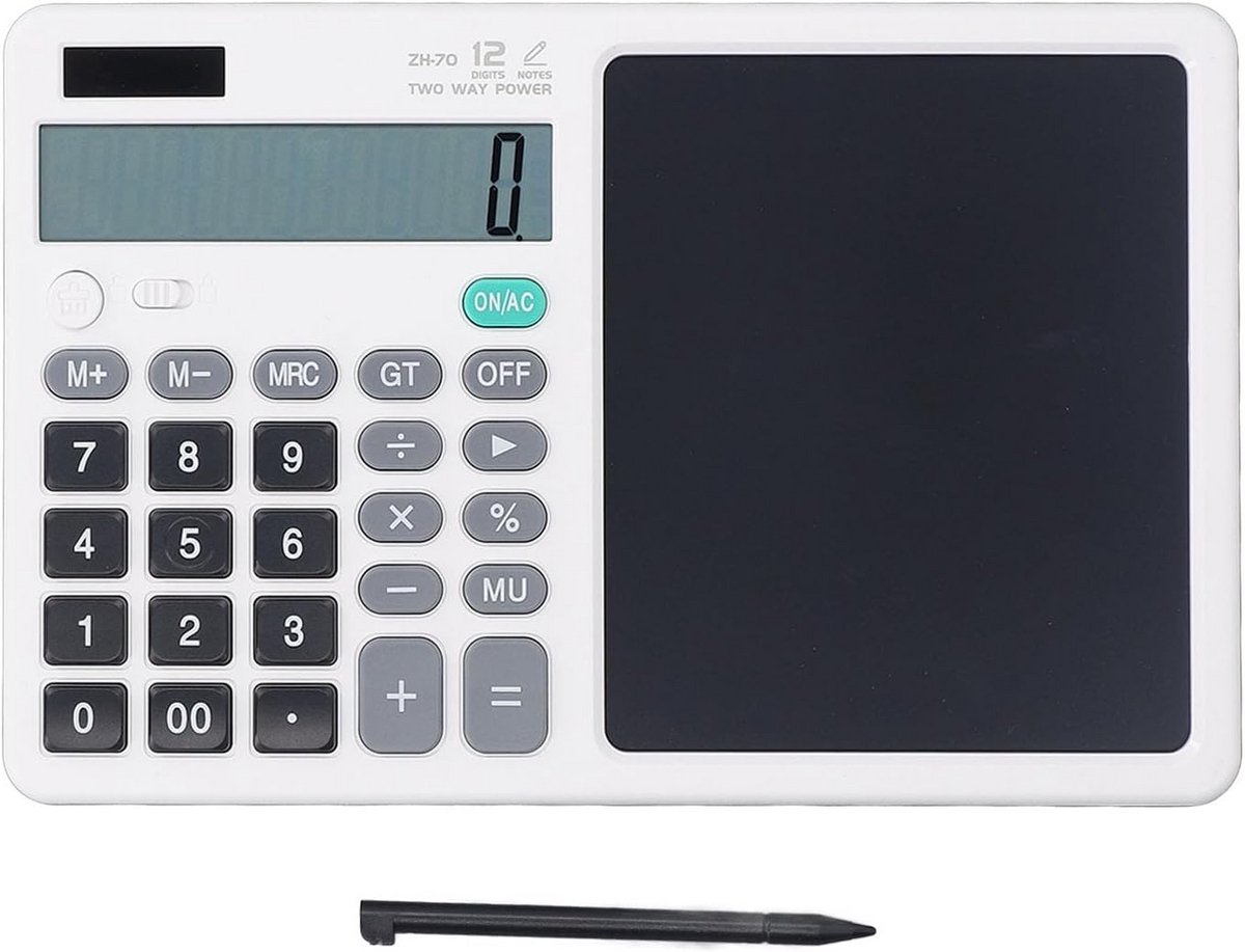 Rekenmachine met Schrijftablet en Groot Display - Oplaadbaar LCD Notitieblok voor Kantoor en School