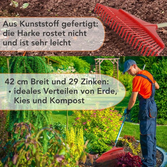 2x Kunststof Bladhark 42 cm met 29 Tanden voor Tuinonderhoud — afbeelding 4