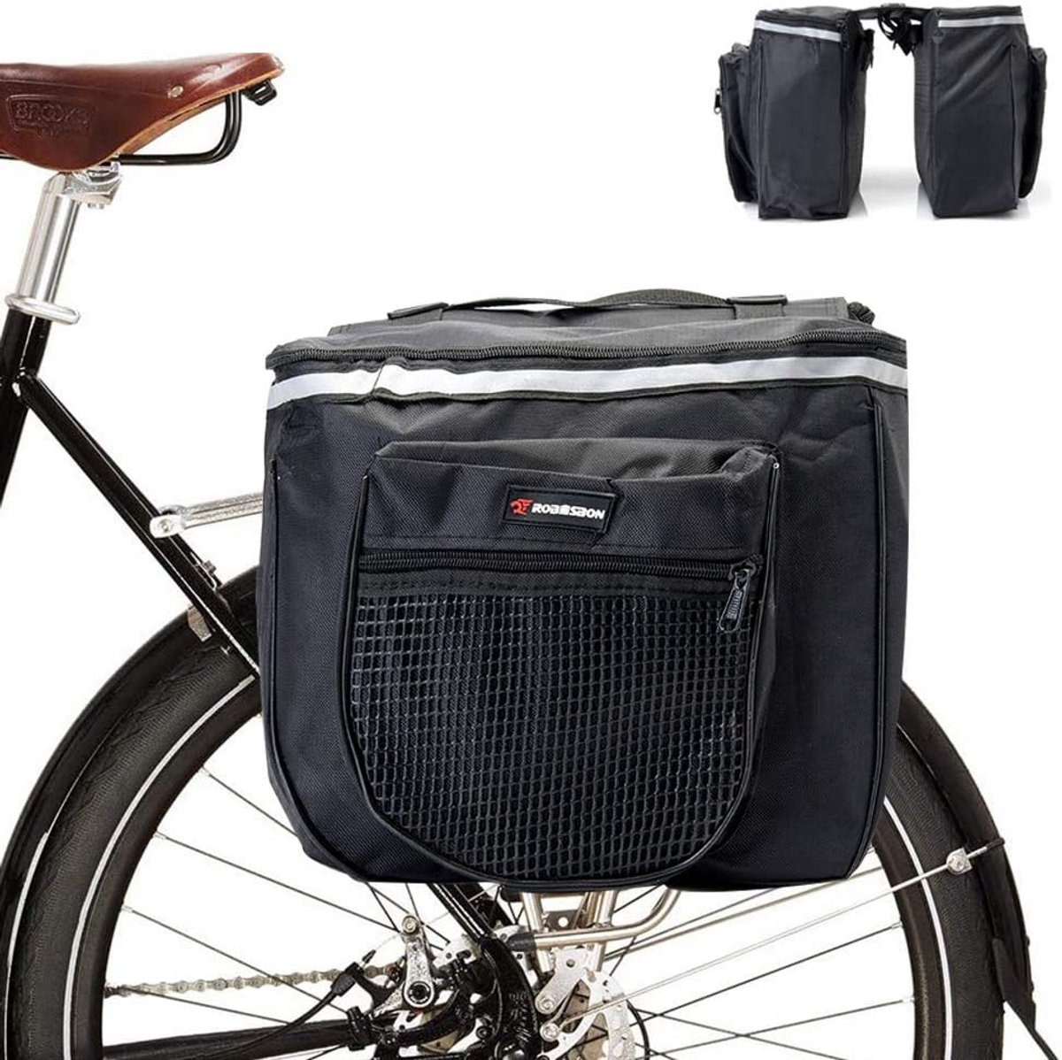 Dubbele Fietsbagage Tas Achterop - Waterdichte Fietstas voor Bagagedrager