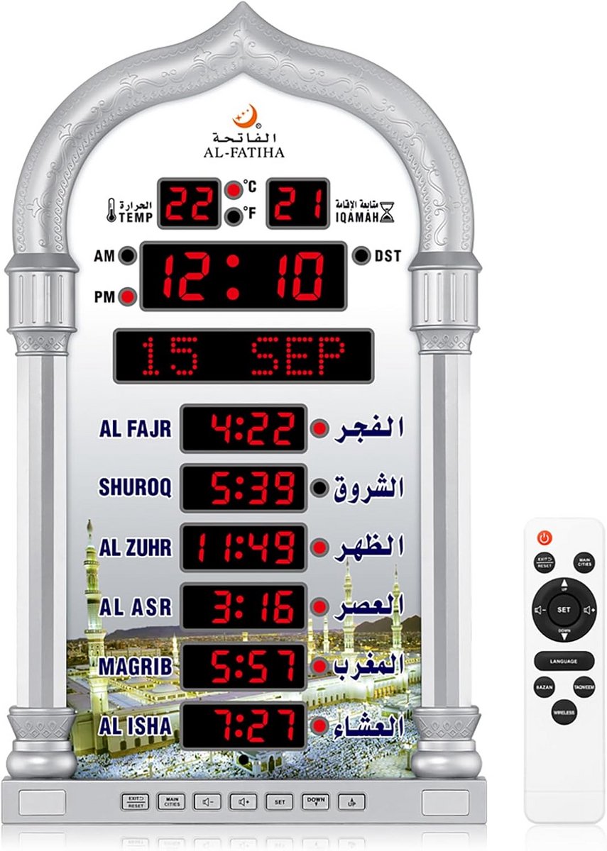 Digitale Gebedstijd Klok voor Moslims met LED Display voor Thuis en Kantoor