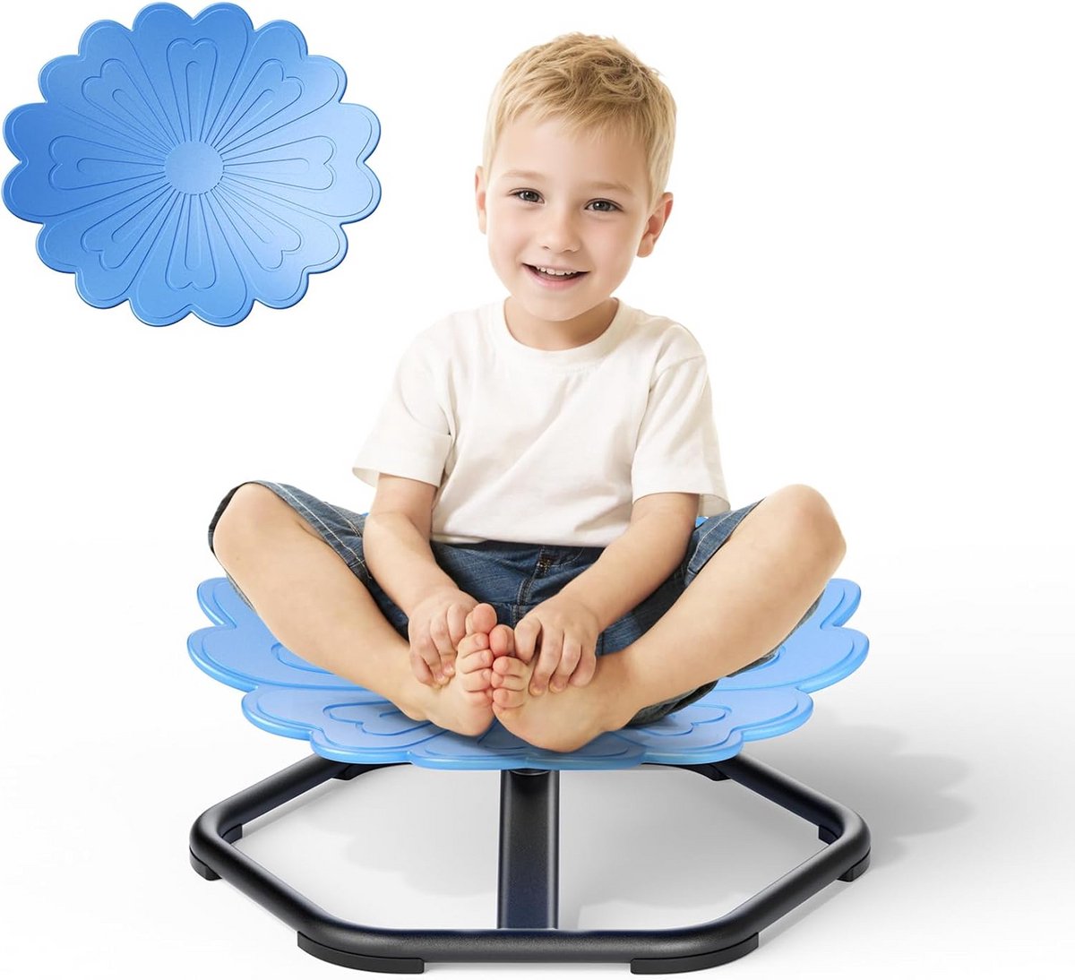 Sensorische Draaistoel - Wiebelstoel Kinderen - Sensorische Training - 360° Soepele Rotatie - 50.5 x 53.5 cm - Hemelsblauw