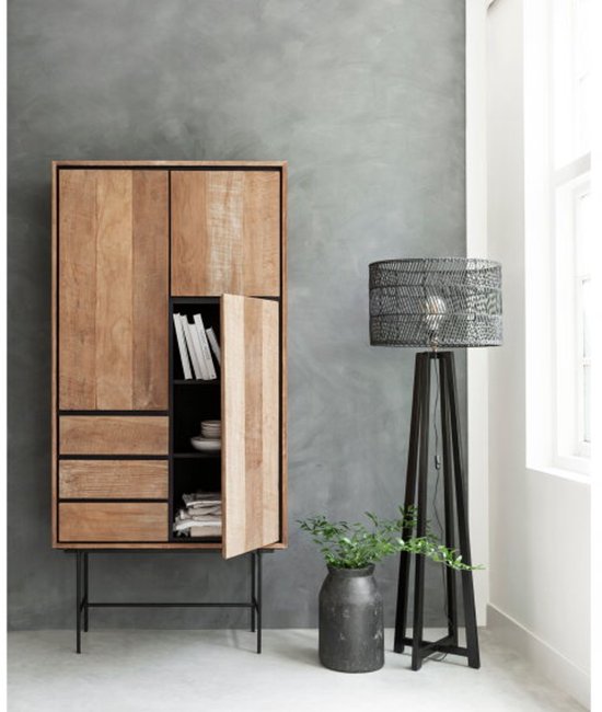 24Designs Meuble Metropole Haut - L100 X P40 X H210 Cm - Teck