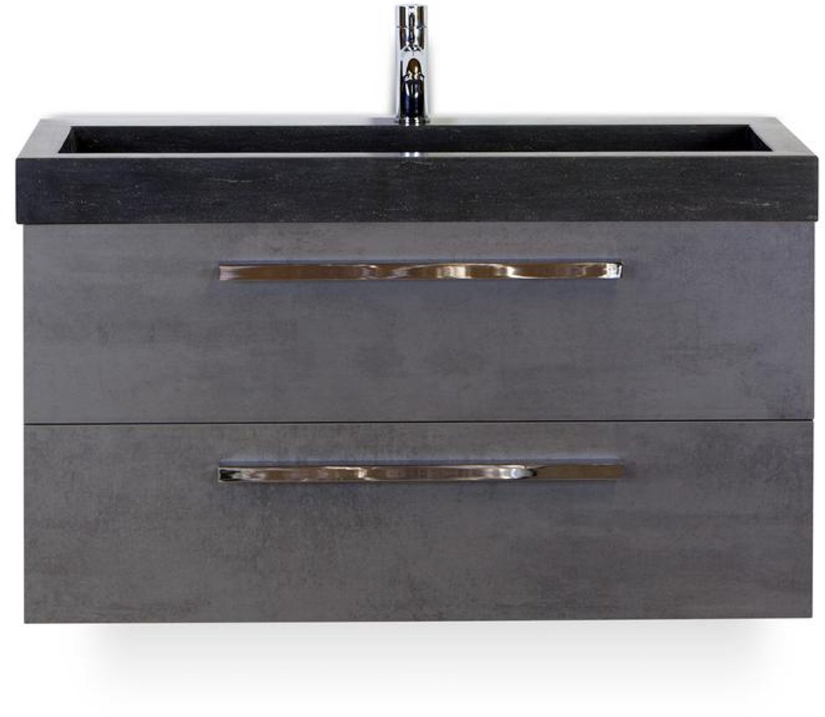 Seville Badmeubelset 100 cm - Beton Antraciet - Wastafel Hardsteen Wit Lucca