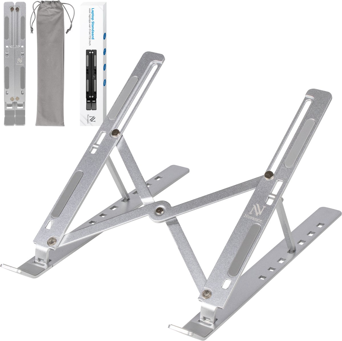 Nuvance Laptop Standaard - Laptop Stand - Verstelbaar – tm 17 Inch – Tablet Standaard – Laptop Houder - Verhoger