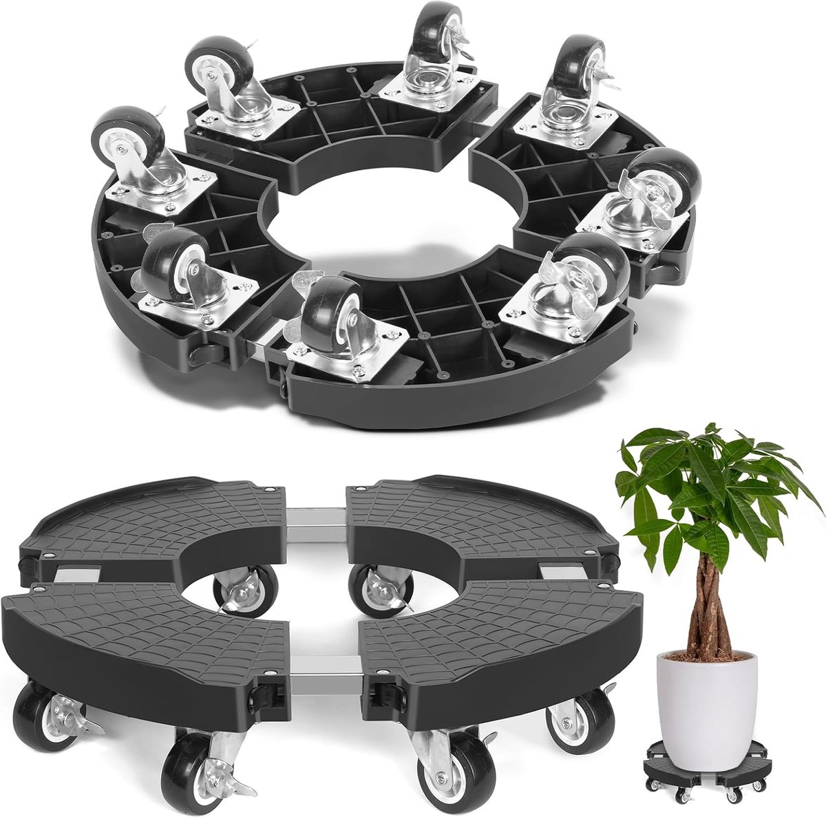 Plantentrolley op wieltjes - plantenonderzetter - Plantentrolley - Voor binnen en buiten - draagvermogen tot 200 kg - Zwart - 38-58 cm - van Imperatoris