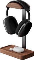 Notenhouten Koptelefoon Standaard - Koptelefoon houder - Headset houder - Gaming Headset Stand - Met Opbergbasis - Hoofdtelefoon Standaard Bureau - Koptelefoon Standaard Universeel