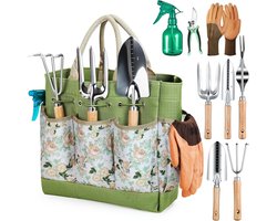 Ynkkvre -Tuingereedschap, robuuste roestbestendige tuingereedschappen, tuincadeaus voor vrouwen en mannen met snoeischaar en opbergtas met handvat (9 stuks)