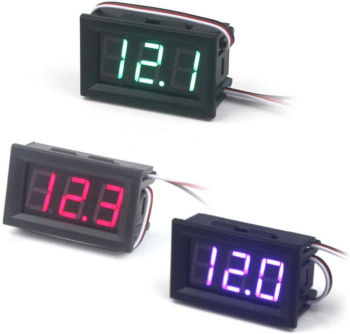3-delige Digitale DC Voltmeter 0-100V met Helder LED Display