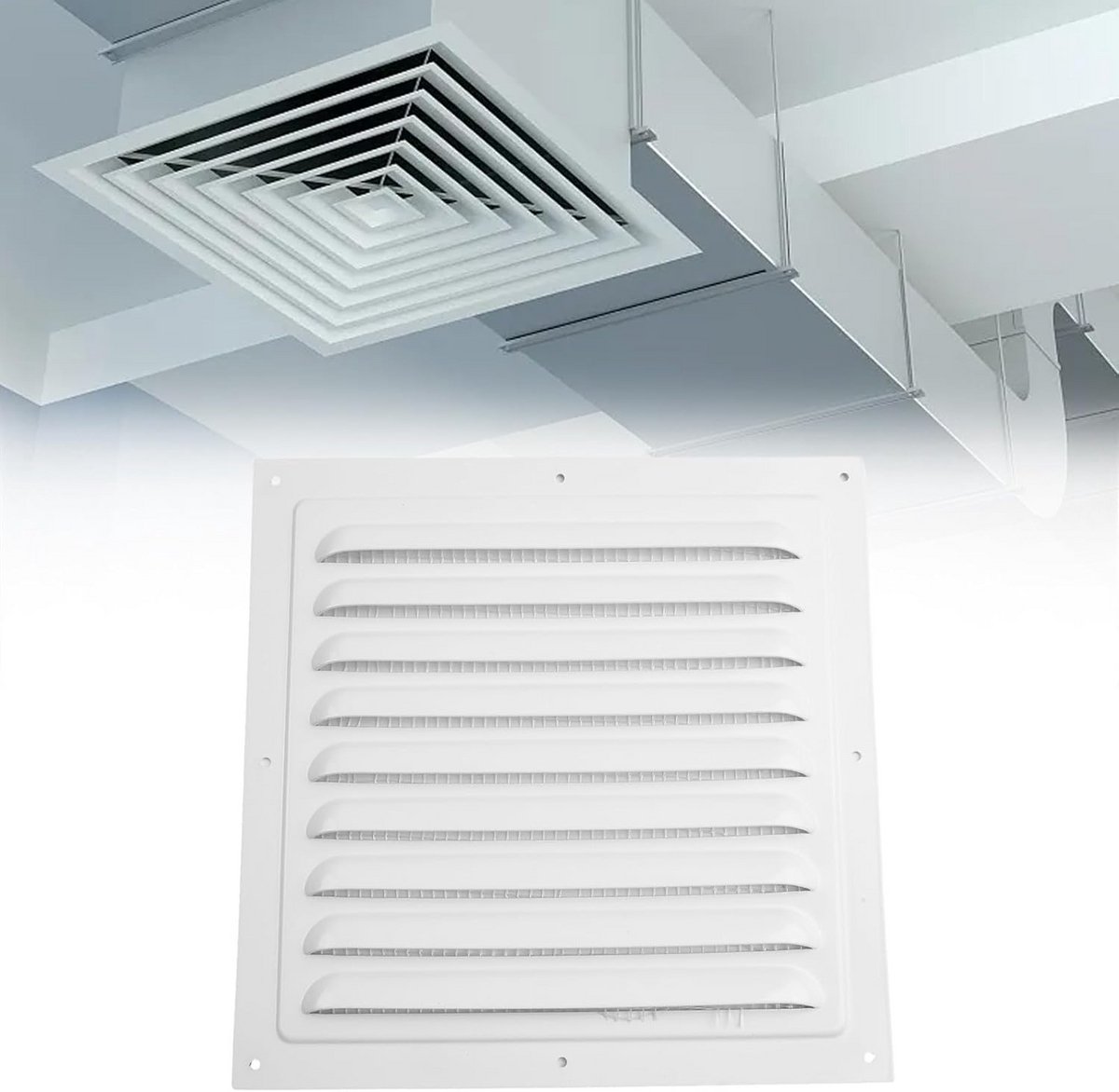 Vierkante Aluminium Ventilatie Rooster met Insectenhor Binnen Buiten Wit