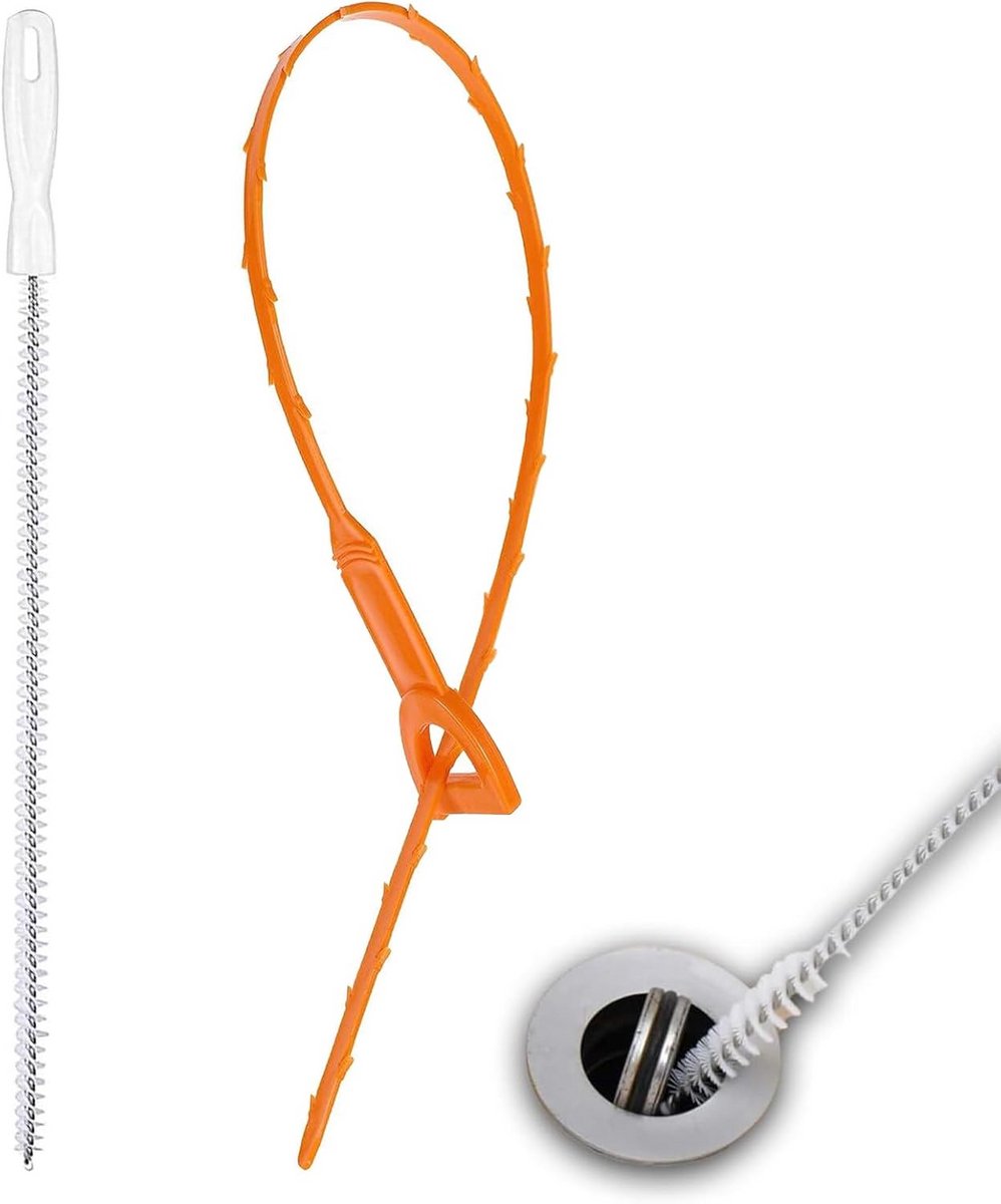 2x Flexibele Afvoerreinigingsspiraal Set - 60cm en 45cm Buizenreiniger voor Verstopte Afvoeren
