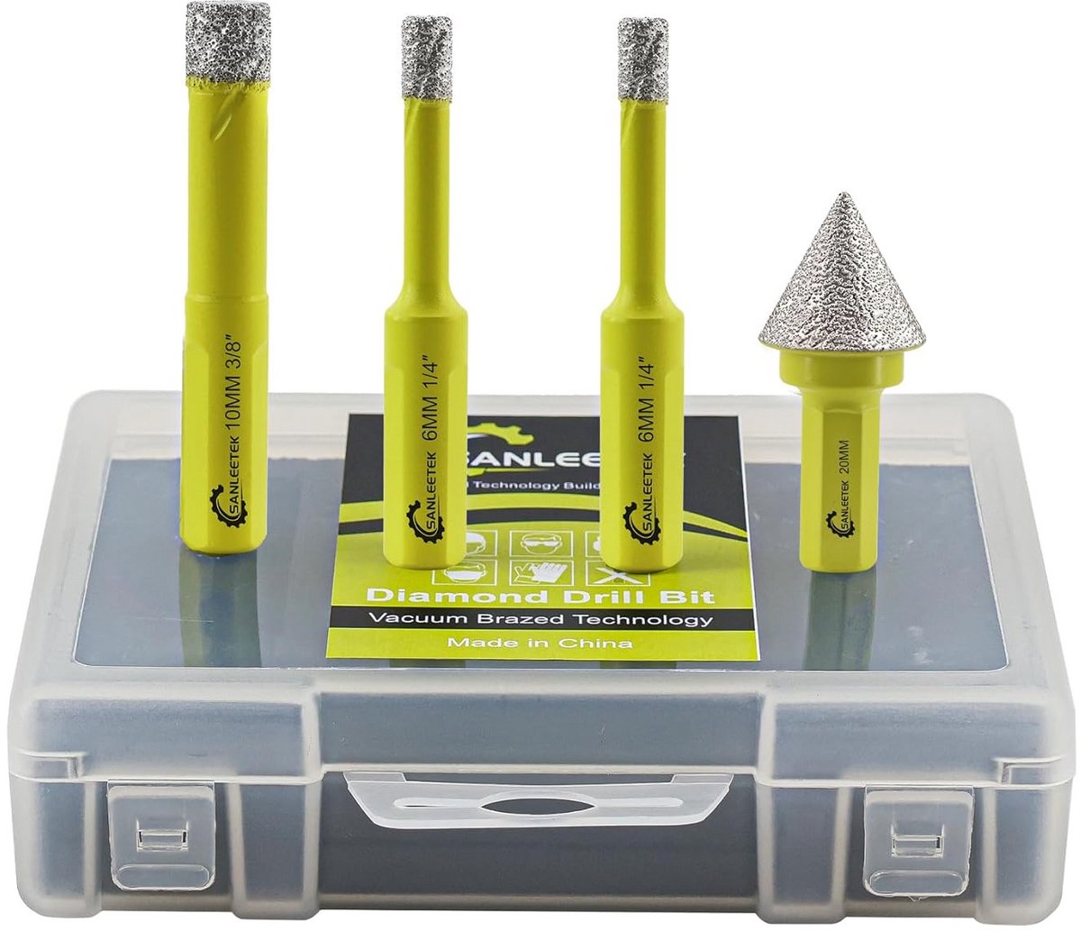 Diamant Boor Bit Set 4-Delig voor Tegels, Marmer en Graniet (6, 6, 10 mm + 20 mm)