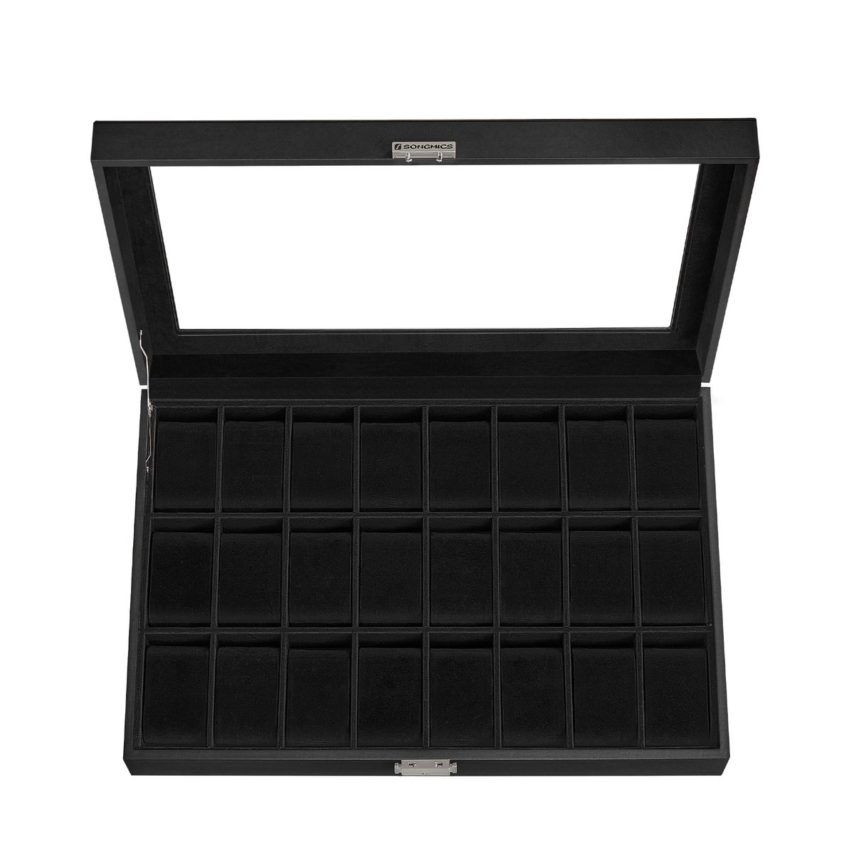 SONGMICS JWB024B02 - Horlogebox Organizer - 24 Vakken - Met Glazen Deksel