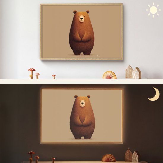 Nachtlampje 90x60 cm - Kinder lamp - Beer - Minimalistisch - Bruin - Tafellamp kinderkamer draadloos - Slaapkamer lampje - Bedlamp kinderen - Kinderlampje - Wandlamp babykamer - Nachtlampjes van Merkloos — afbeelding 4