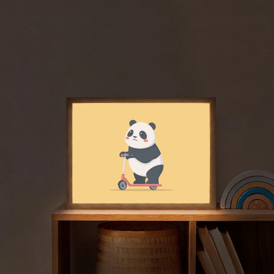Nachtlampje 40x30 cm - Kinder lamp - Panda - Step - Geel - Tafellamp kinderkamer draadloos - Slaapkamer lampje - Bedlamp kinderen - Kinderlampje - Wandlamp babykamer - Nachtlampjes van Merkloos — afbeelding 2