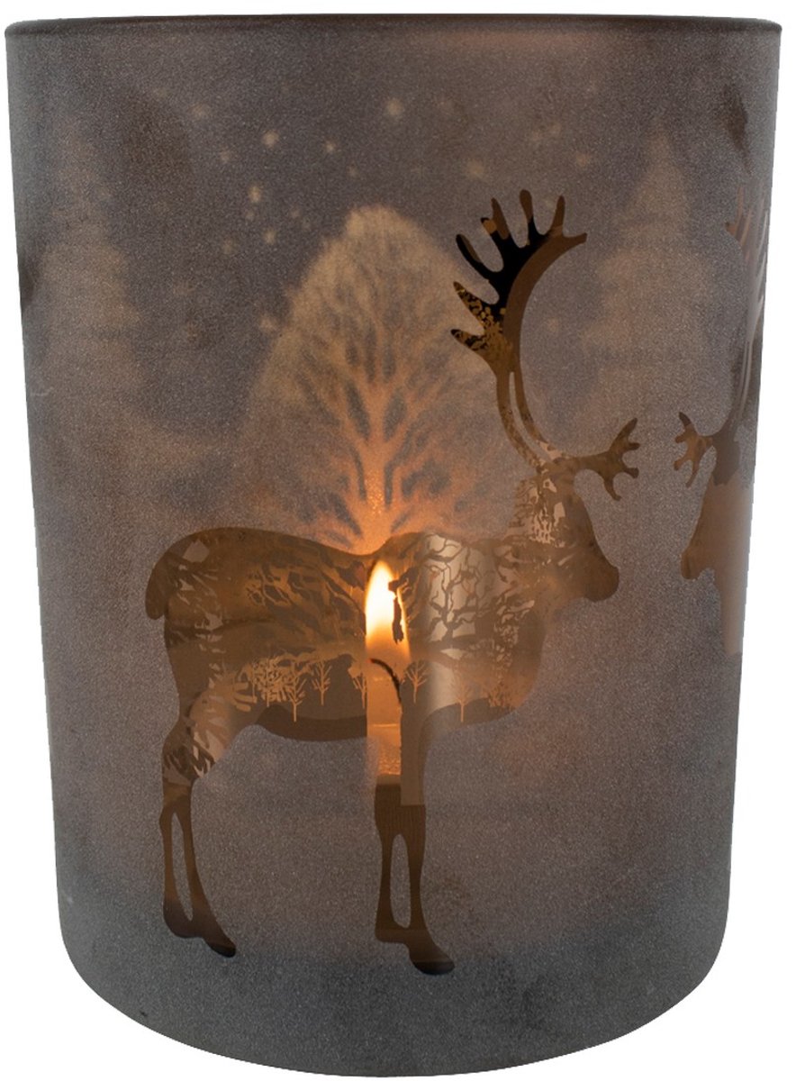 Theelichthouder Rendier brons large 18cm
