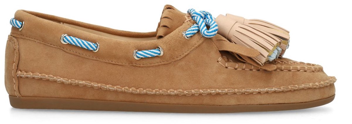 Sacha - Dames - Beige suède bootschoenen met franjes - Maat 41
