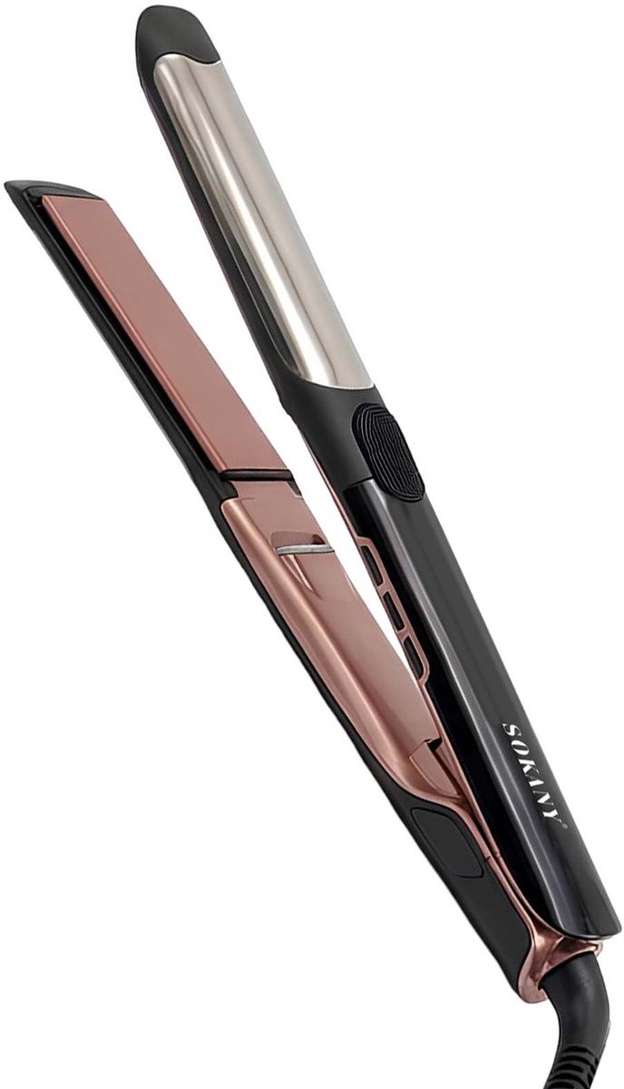 Sokany, Stijltang 65W met LED Scherm 6 Temperatuurniveaus Snel Opwarmen, Zwart / roze
