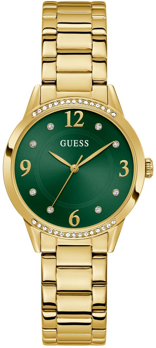 Guess Angelina Quartz Analoog Horloge Gold Tone Behuizing: 100% Roestvrij Staal| Armband: Roestvrij Staal 34 mm U1478L1M, U1478L2M, U1478L4M, U1478L5M, U1478L6M