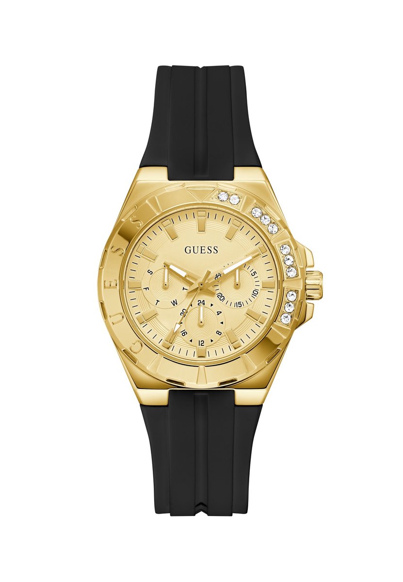 Guess Calypso Quartz Analoog Horloge Wit Kast: 100% Roestvrij Staal | Armband: 100% Siliconen 38 mm GW1034L2