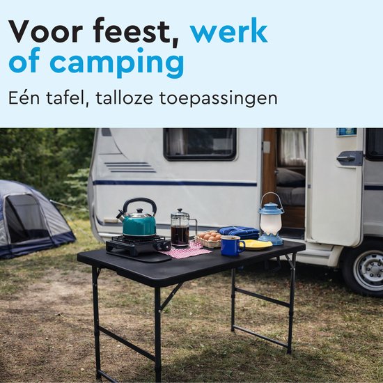 BRASQ Inklapbare Vouwtafel Zwart - 120x60x74cm - Campingtafel - Klaptafel - Inklapbaar - Weerbestendig van Merkloos — afbeelding 4