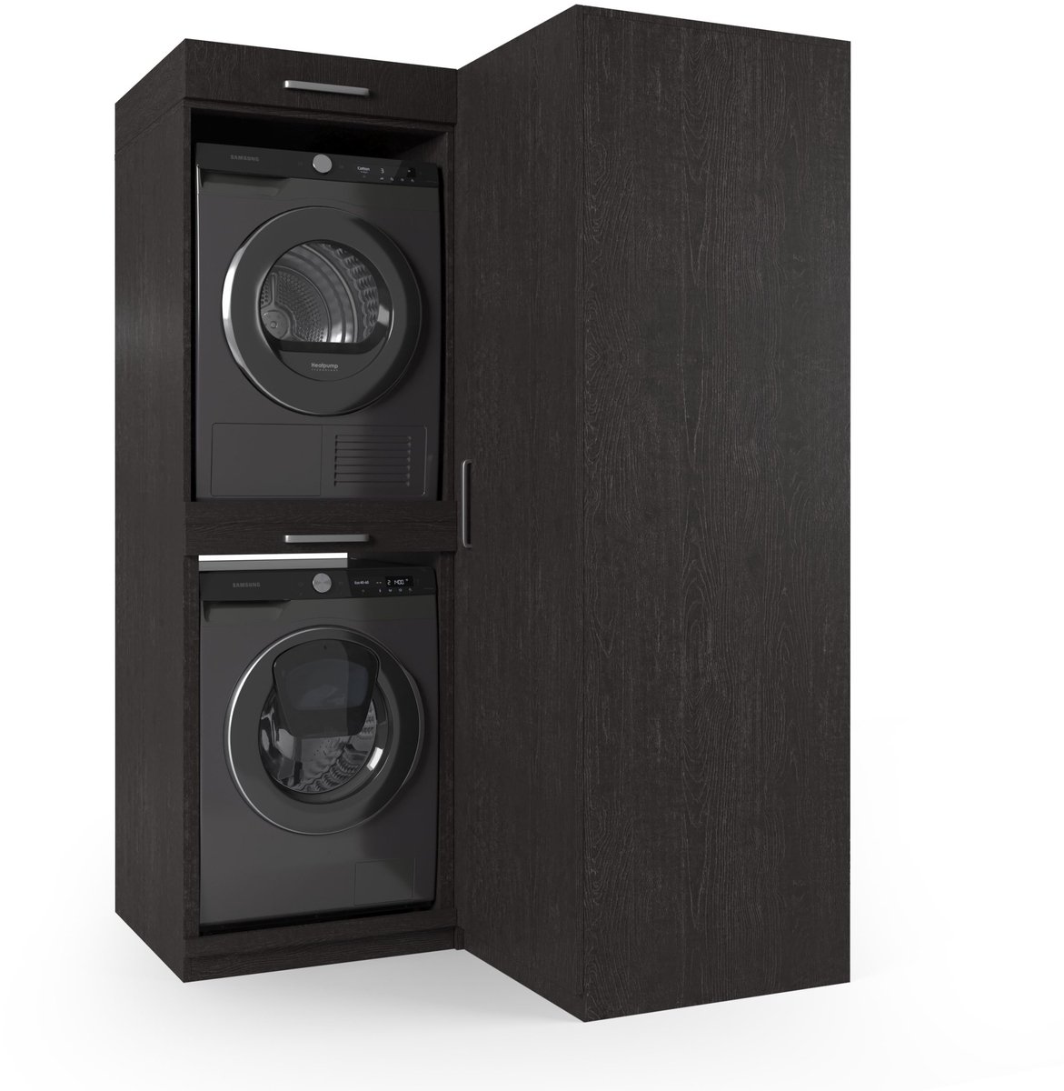 Wasophoogte® Wasmachine Kast London - Wasmachine verhoger - Wasmachine ombouw - 700(D)*1365(B)*2110(H) mm - Zwart