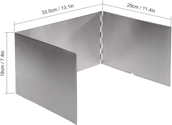 Kampeer Gasstel Windscherm - Outdoor Kook Windscherm - Buiten Koken - Opvouwbaar Ontwerp - 34x30x20cm Uitgevouwen - Zilver — afbeelding 5