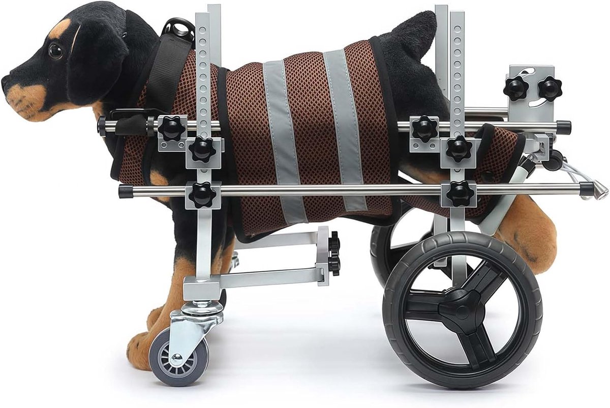 Hondenrolstoel Achterpoten - Mobiliteitshulp Huisdier - Ondersteuning Lopen - Verstelbaar Lichtgewicht - 12-20cm Breed