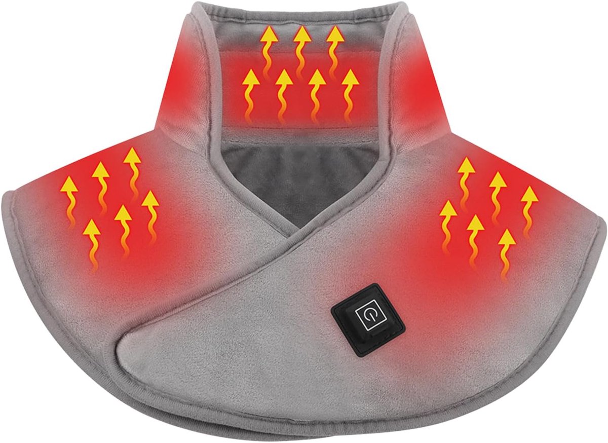 Elektrisch Nekwarmer - Verwarmend Kussen - Winter Comfort - 3 Temperatuurstanden - 43x40x1 cm - Grijs