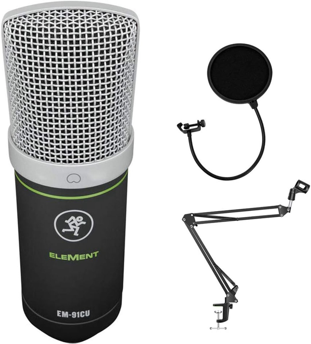 USB Condensator Microfoon - Studiomicrofoon Opname - Content Creatie Podcast - Plug en Play Direct - 16 cm Hoog - Zwart