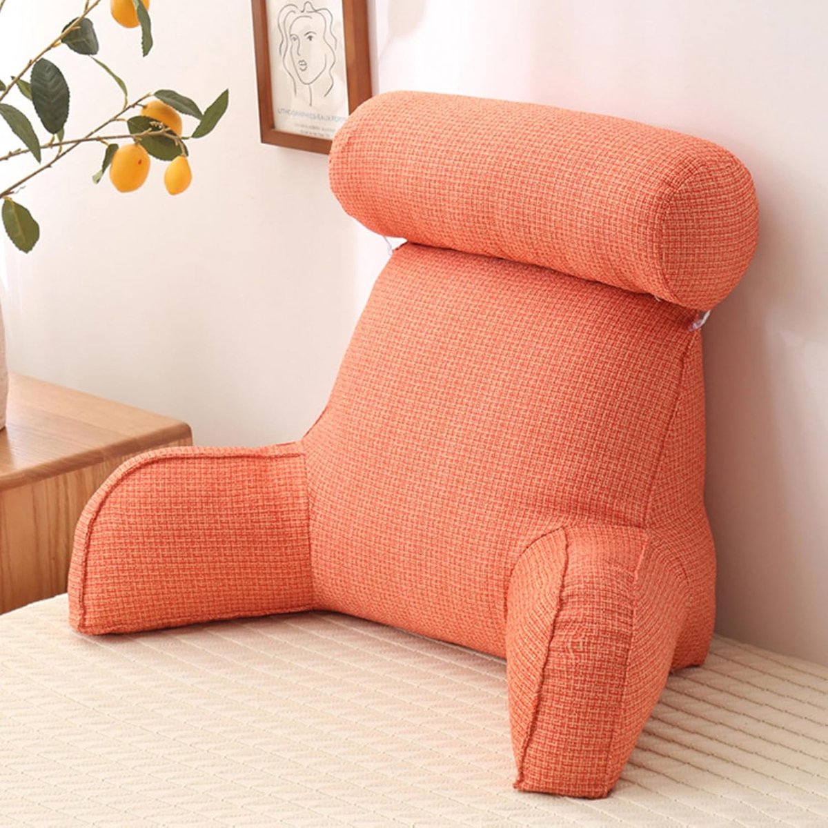 For bed Mooi lendensteunkussen Rugleuningkussens Multifunctioneel bank- en nachtkastje Zacht afneembaar leesrugsteunkussen(Tangerine,75x40x40cm)