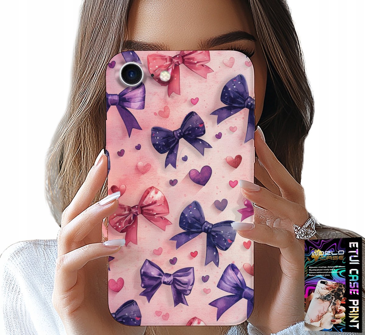 HOESJE VOOR IPHONE SE / SE2 - KLEURRIJKE LINTEN EN PATRONEN + GLAS