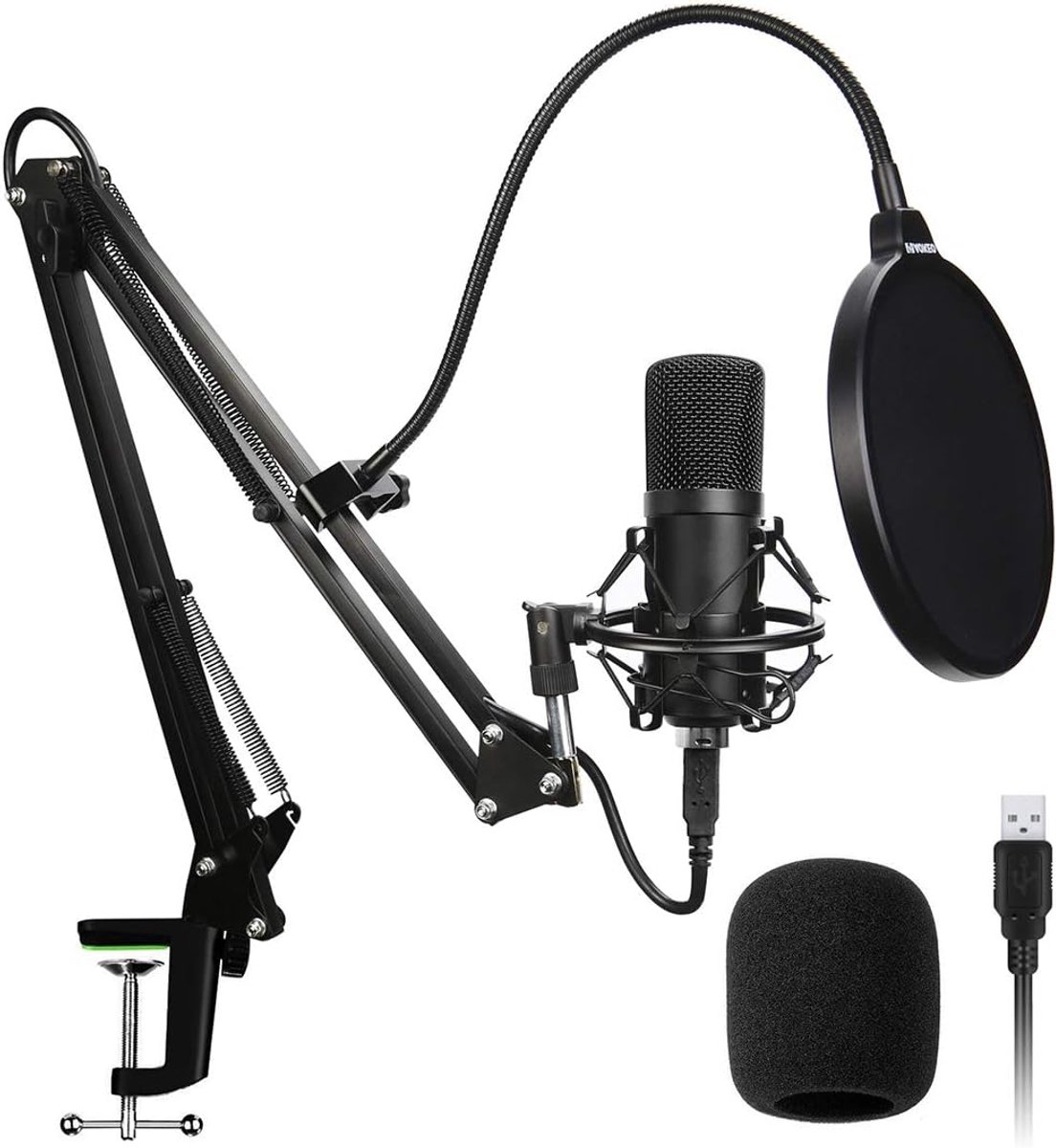 Podcast Microfoon - Opname Microfoon - Streaming Zingen - Grote Capaciteit Element - 150 cm Kabel