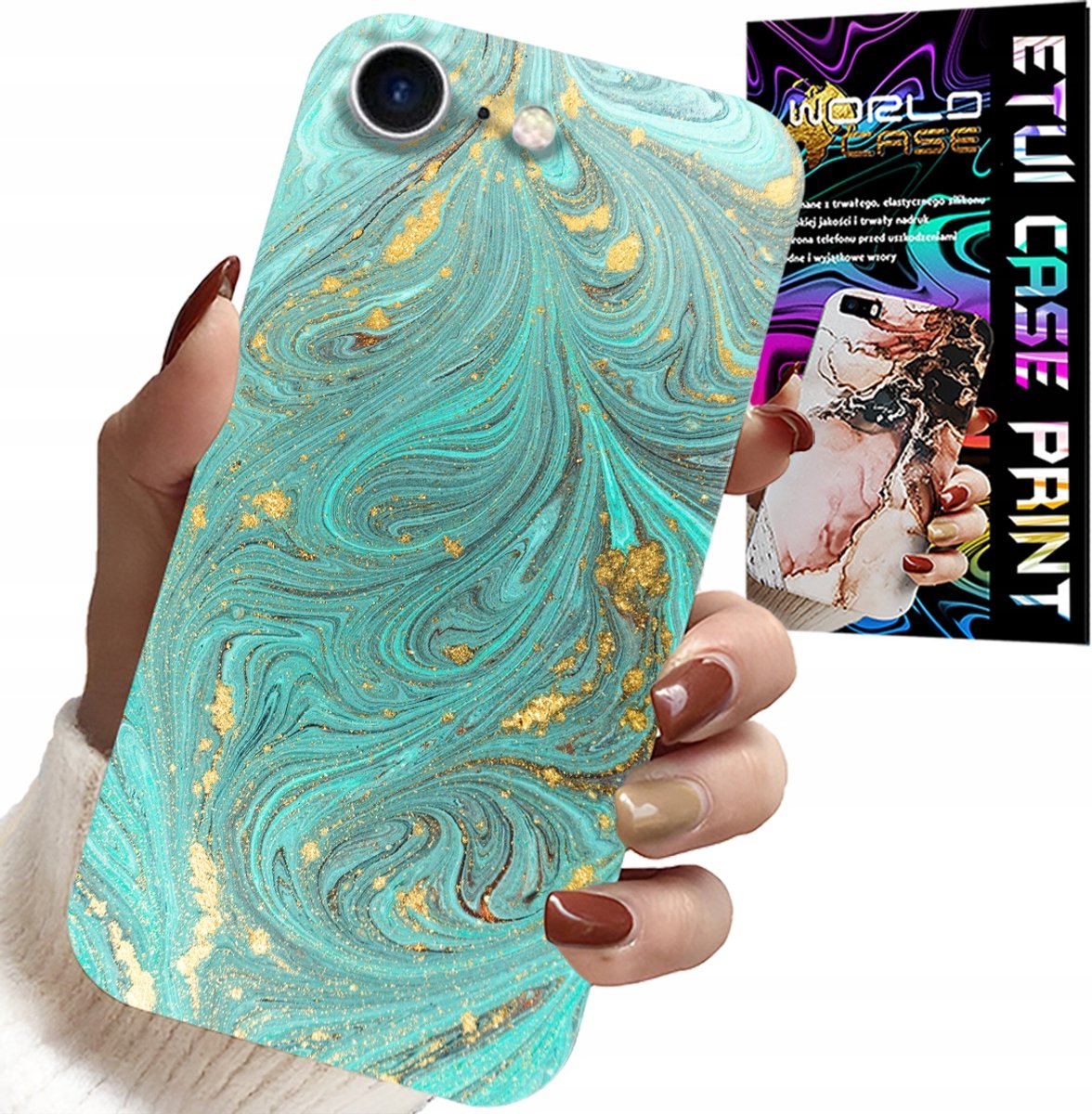 HOESJE VOOR IPHONE 7 / 8 / SE2 - MARMERPATROON + GEHARD GLAS