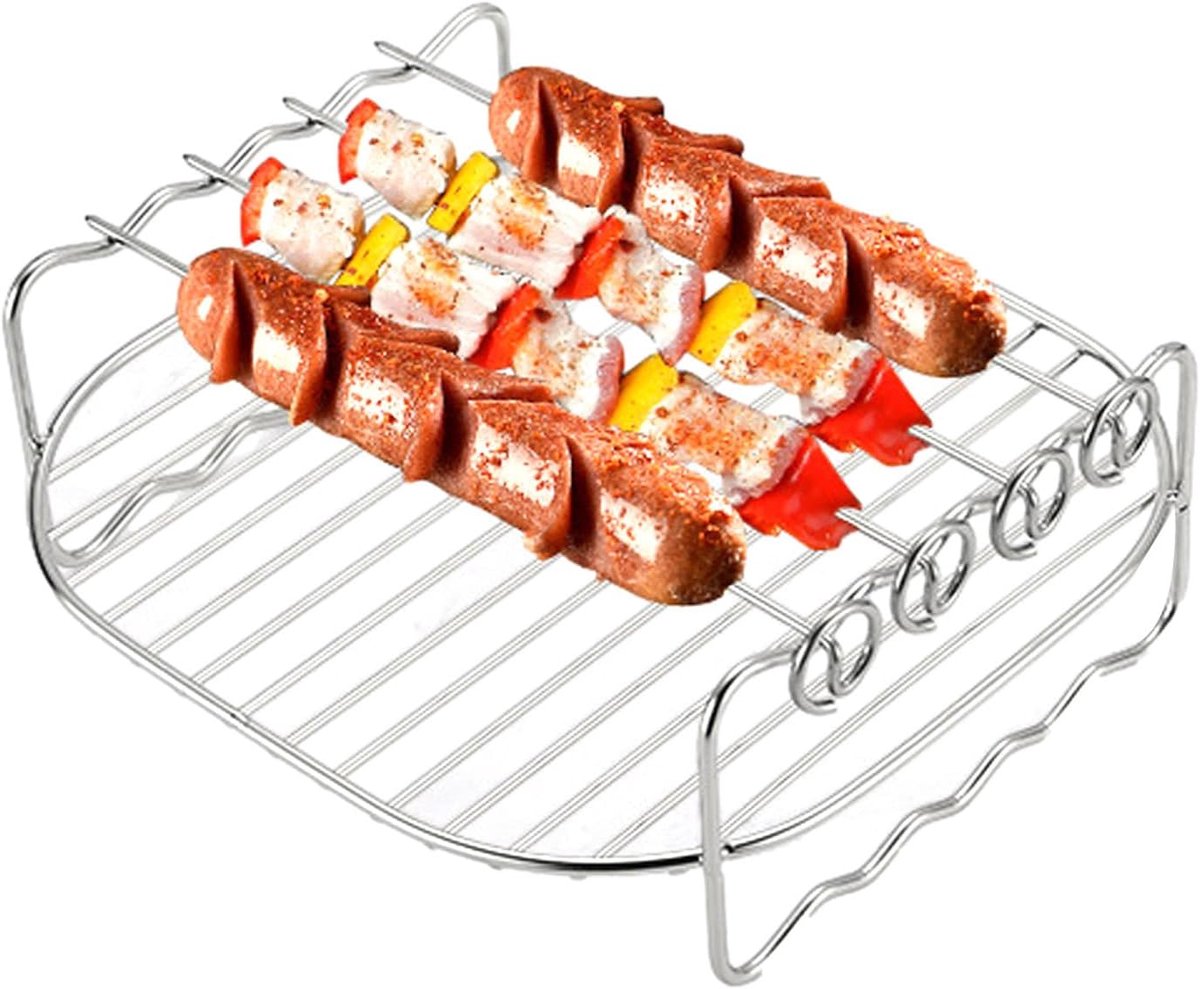 Airfryer Rooster - Dubbel Laags Rek - Meerdere Gerechten - Met Spiesen - 15 18 20 cm